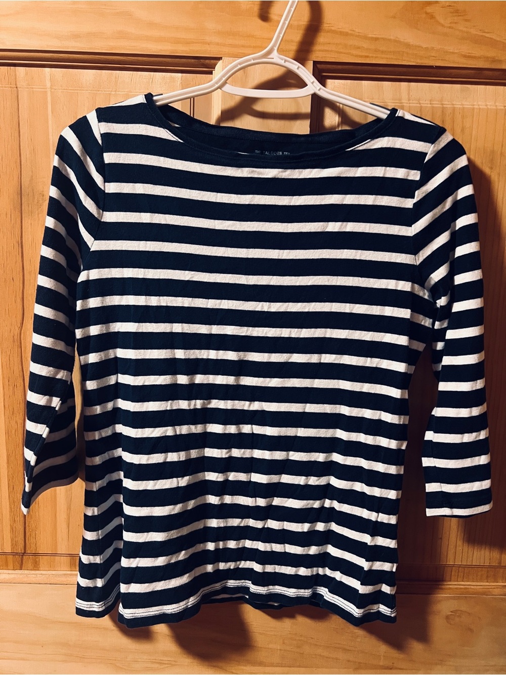 Talbots Navy and White Striped Tee